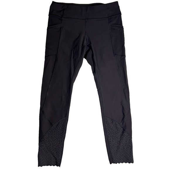 Lululemon Tight Stuff Tight II Womens 8 Black Gray Reflective Dots Scallop Hem - Picture 4 of 11
